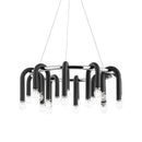 Modern black & brass led tube chandelier living room pendant light