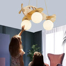 Decorbites led wooden aircraft kids chandelier bedroom pendant light
