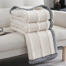 Decorbites light luxury cream ribbed sofa blanket bedroom throw