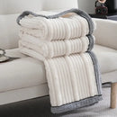 Decorbites light luxury cream ribbed sofa blanket bedroom throw