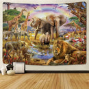 Decorbites lion tapestry silver grassland animal wall hanging bedroom