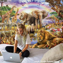 Decorbites lion tapestry silver grassland animal wall hanging bedroom