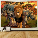Decorbites lion tapestry silver grassland animal wall hanging bedroom