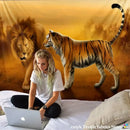 Decorbites lion tapestry silver grassland animal wall hanging bedroom