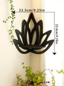 Modern black metal lotus floating wall shelf living room decor