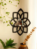 Modern black metal lotus floating wall shelf living room decor