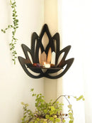 Modern black metal lotus floating wall shelf living room decor