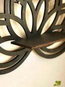 Modern black metal lotus floating wall shelf living room decor