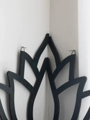 Modern black metal lotus floating wall shelf living room decor