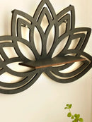 Modern black metal lotus floating wall shelf living room decor