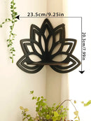 Modern black metal lotus floating wall shelf living room decor