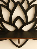 Modern black metal lotus floating wall shelf living room decor