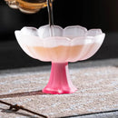 Lotus flower pink & white glass tea cups dining room dessert bowls