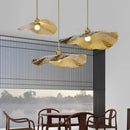 Minimalist lotus leaf brass pendant lamp for dining room