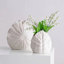 White scallop leaf ceramic vase living room floral decor