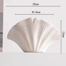 White scallop leaf ceramic vase living room floral decor