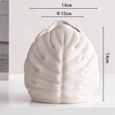 White scallop leaf ceramic vase living room floral decor