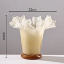 DecorBites™ Lotus Leaf Edge Glass Vase: Table Flower Arrangement Room Decor Aesthetic