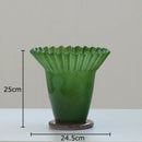 Emerald green lotus leaf glass vase set living room decor