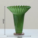 Emerald green lotus leaf glass vase set living room decor