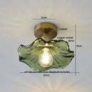 DecorBites™ Lotus Leaf LED Ceiling Lamp Purple Glass Nordic Copper Interior Lighting