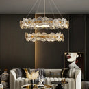 Modern gold lotus leaf led chandelier for dining room