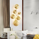 Gold lotus leaf wall lights living room glass sconce