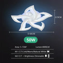 Art deco white & blue lotus led chandelier living room light
