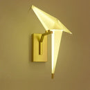 Modern gold origami crane led wall sconce bedroom light