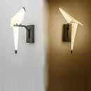 Modern gold origami crane led wall sconce bedroom light