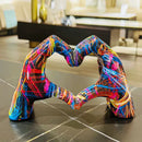 Abstract multi color love gesture sculptures living room decor