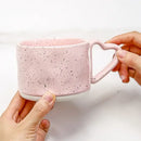 Pink speckled love handle ceramic cup kitchen breakfast mug