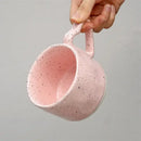 Pink speckled love handle ceramic cup kitchen breakfast mug