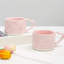 Pink speckled love handle ceramic cup kitchen breakfast mug