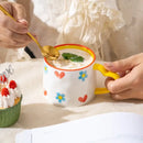 DecorBites™ Love Heart Ceramic Mug: Hand-Painted Coffee Cup for Valentine's Day Gift