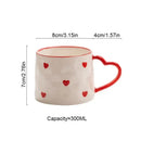 DecorBites™ Love Heart Ceramic Mug: Hand-Painted Coffee Cup for Valentine's Day Gift