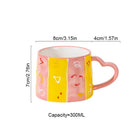 DecorBites™ Love Heart Ceramic Mug: Hand-Painted Coffee Cup for Valentine's Day Gift