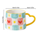 DecorBites™ Love Heart Ceramic Mug: Hand-Painted Coffee Cup for Valentine's Day Gift