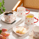 DecorBites™ Love Heart Hand Painted Ceramic Coffee Mug Cute Tea Cup for Home Office