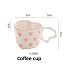 DecorBites™ Love Heart Hand Painted Ceramic Coffee Mug Cute Tea Cup for Home Office