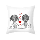 Love heart sketch white & red pillow cover bedroom decor