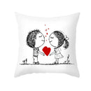 Love heart sketch white & red pillow cover bedroom decor