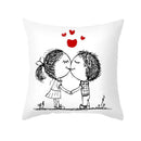 Love heart sketch white & red pillow cover bedroom decor