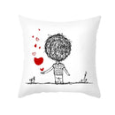 Love heart sketch white & red pillow cover bedroom decor