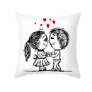 Love heart sketch white & red pillow cover bedroom decor