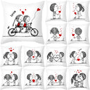 Love heart sketch white & red pillow cover bedroom decor