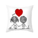Love heart sketch white & red pillow cover bedroom decor