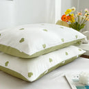 Love printed pillowcase set white & olive green bedroom decor