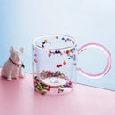 DecorBites™ Love Quicksand Double Bottom Glass Cup - Cute Kawaii Girl Water Coffee Mug