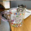 DecorBites™ Love Quicksand Double Bottom Glass Cup - Cute Kawaii Girl Water Coffee Mug